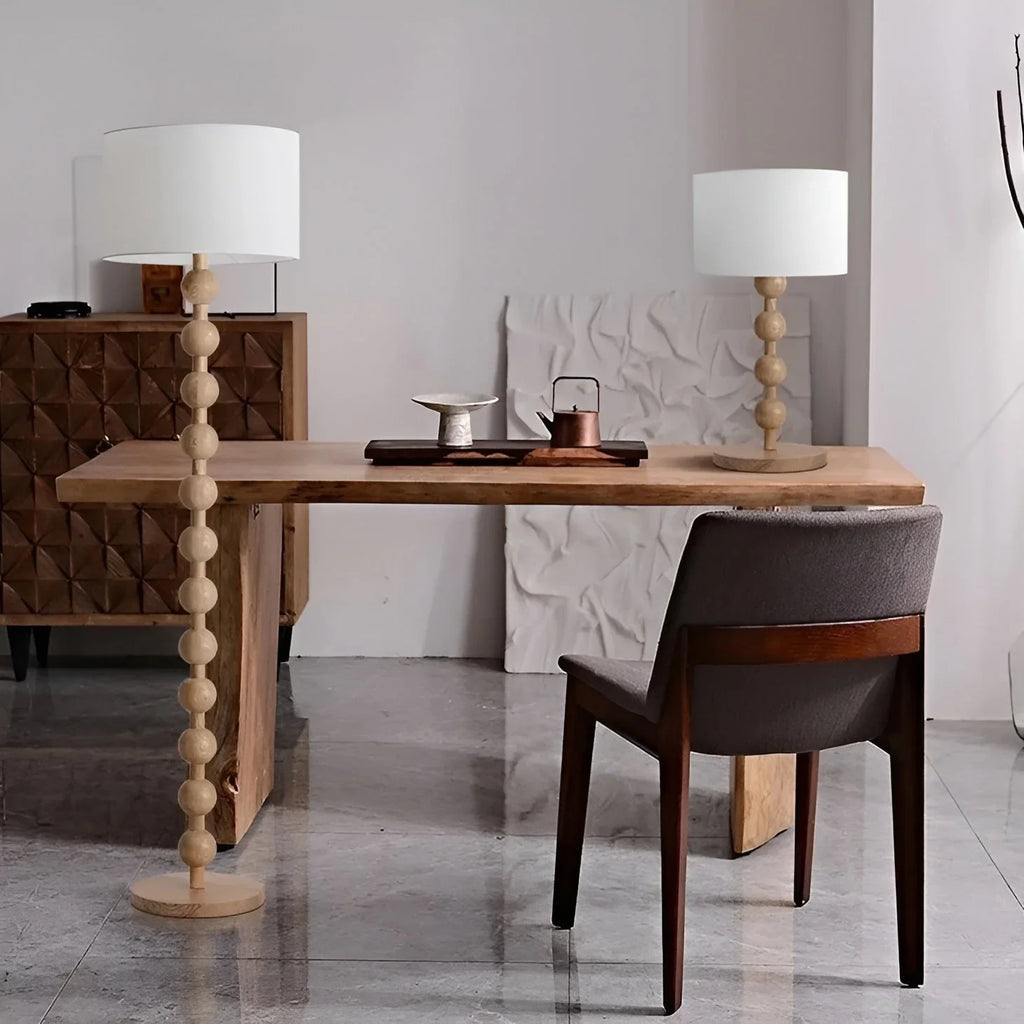 JAPANDI WOOD LINEN FLOOR LAMP SIRMIONE SERIES | TABLE & FLOOR LAMP