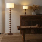 JAPANDI WOOD LINEN FLOOR LAMP SIRMIONE SERIES | TABLE & FLOOR LAMP