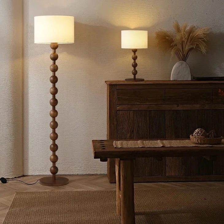 JAPANDI WOOD LINEN FLOOR LAMP SIRMIONE SERIES | TABLE & FLOOR LAMP