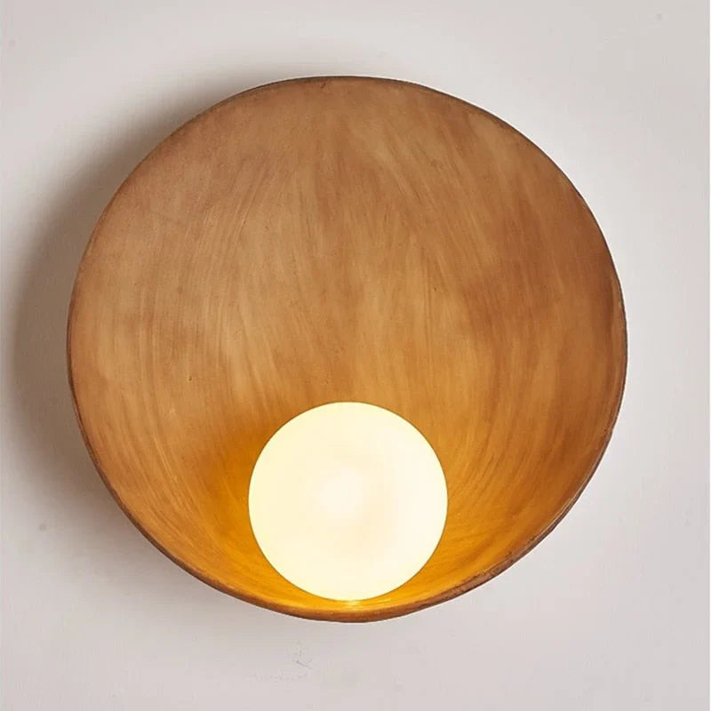 JAPANESE CERAMIC EARTH TONES WALL LAMP