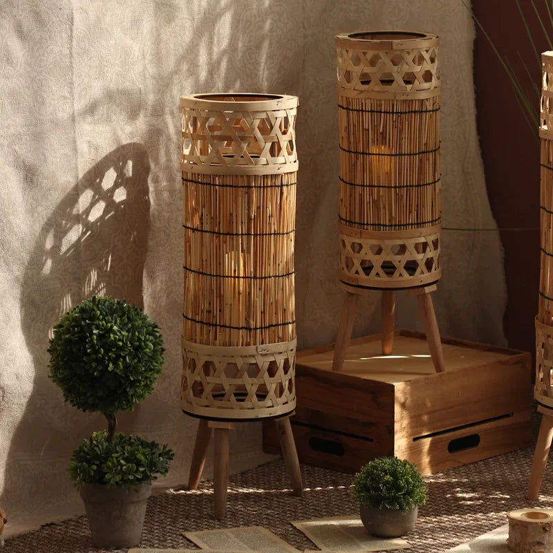 KNITTED BAMBOO TOWER LAMP