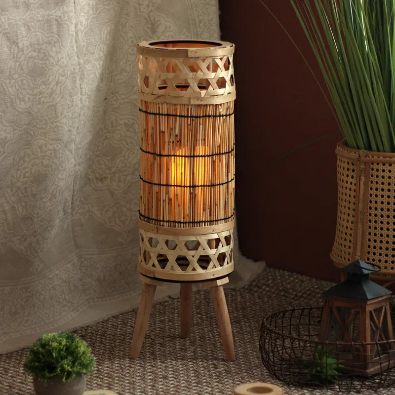 KNITTED BAMBOO TOWER LAMP