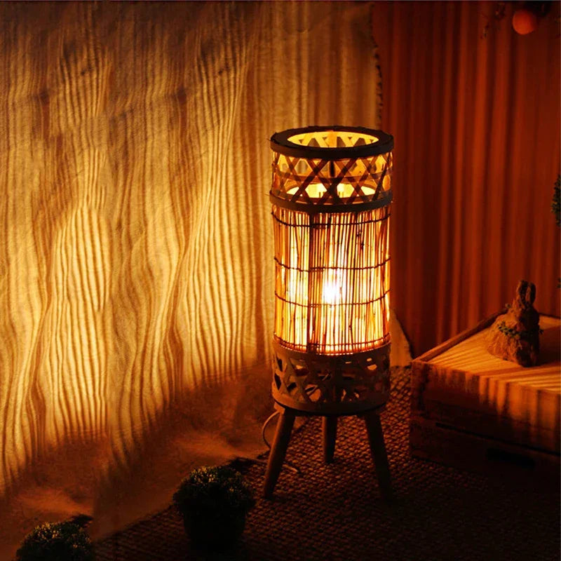 KNITTED BAMBOO TOWER LAMP