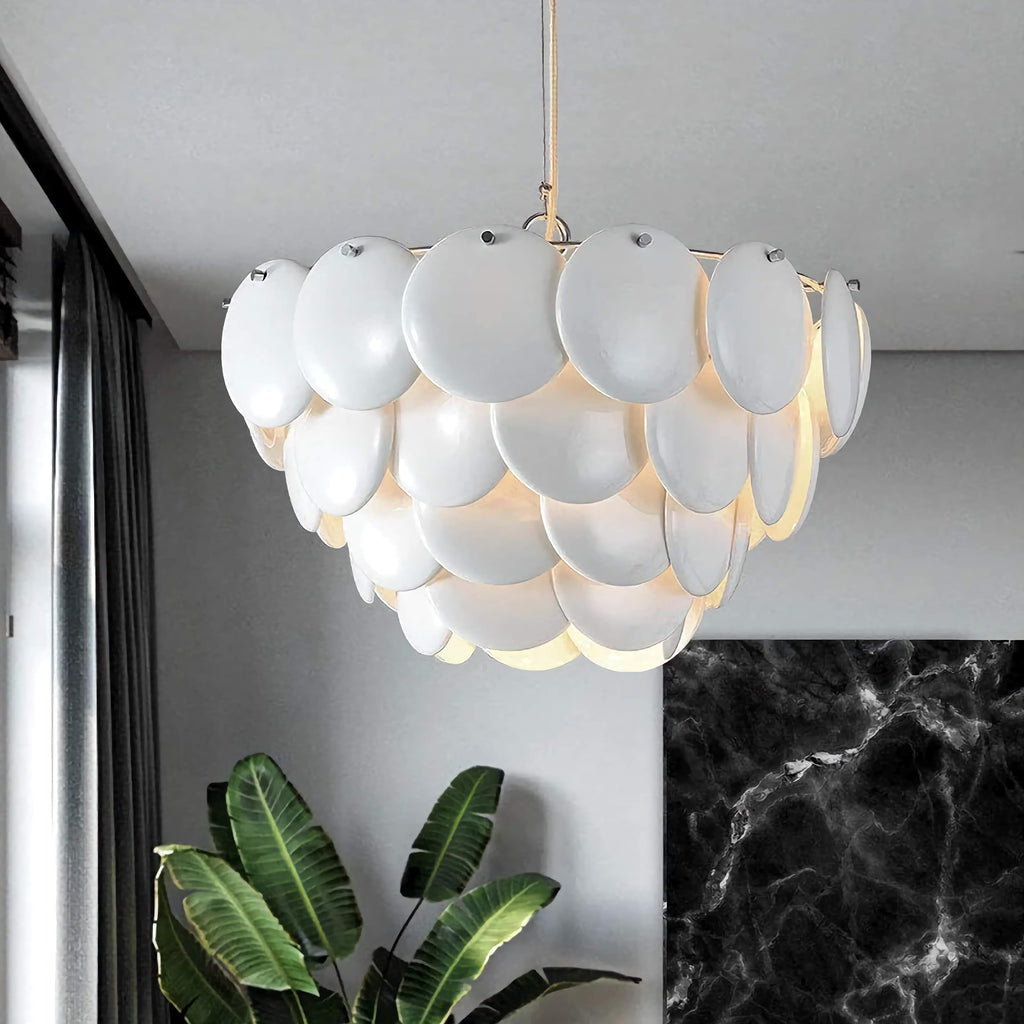 LUXURIOUS ROUND CHANDELIER | LAYERED SCALE PATTERN