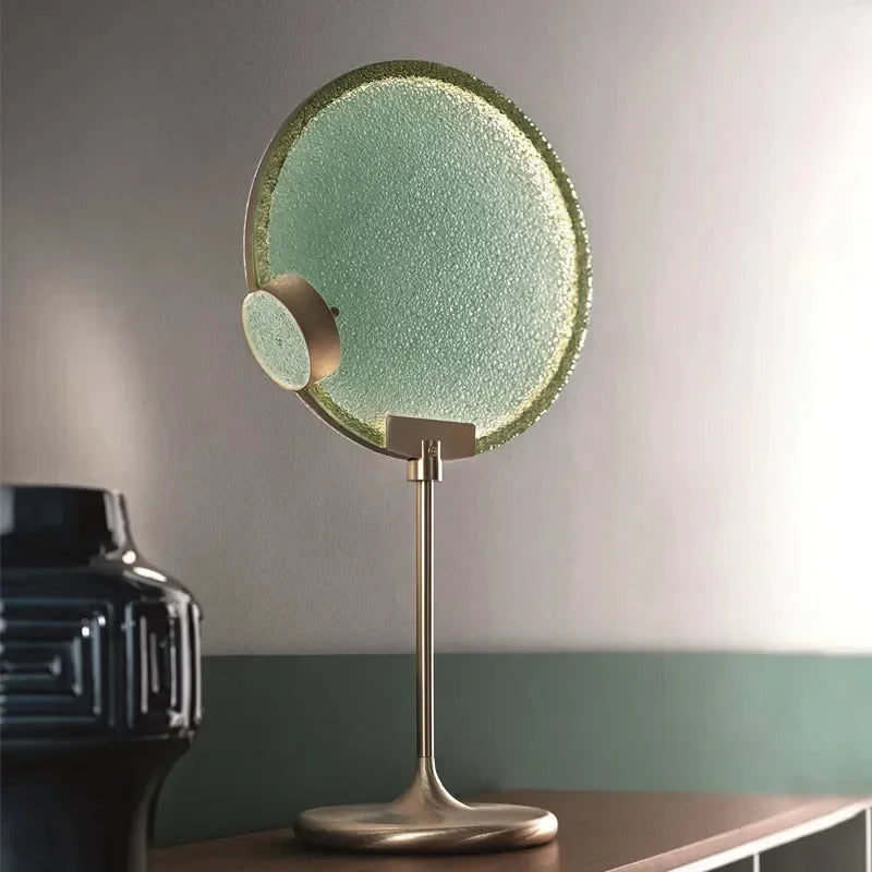 MANSIERO GREEN BRASS GLASS TABLE LAMP