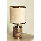 MARBLE AND GOLD TABLE LAMP WITH DRUM SHADE