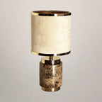 MARBLE AND GOLD TABLE LAMP WITH DRUM SHADE
