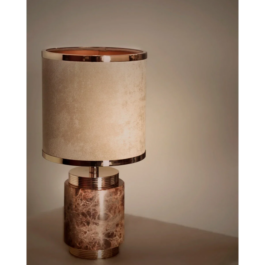 MARBLE AND GOLD TABLE LAMP WITH DRUM SHADE