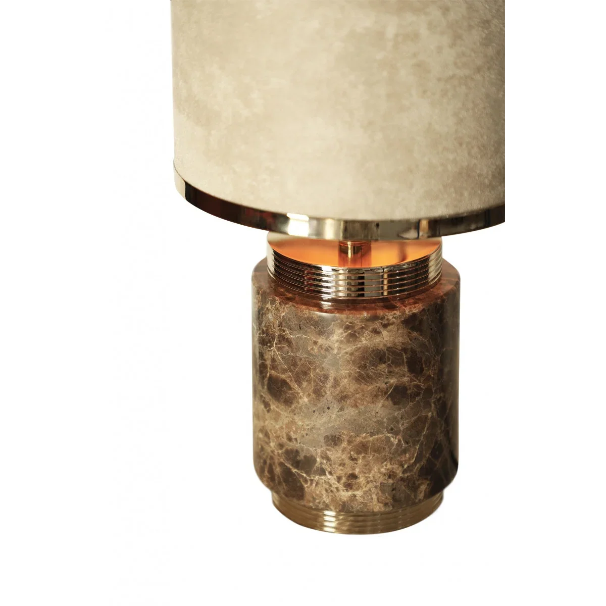 MARBLE AND GOLD TABLE LAMP WITH DRUM SHADE