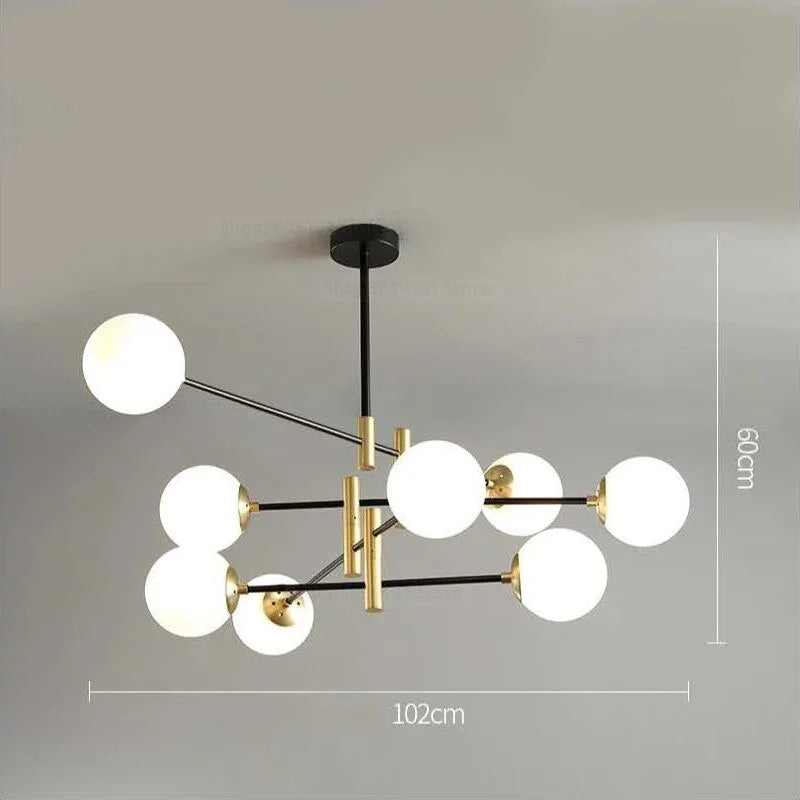 MID-CENTURY GLASS BALLS CHANDELIER