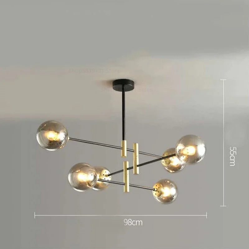 MID-CENTURY GLASS BALLS CHANDELIER
