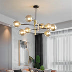 MID-CENTURY GLASS BALLS CHANDELIER