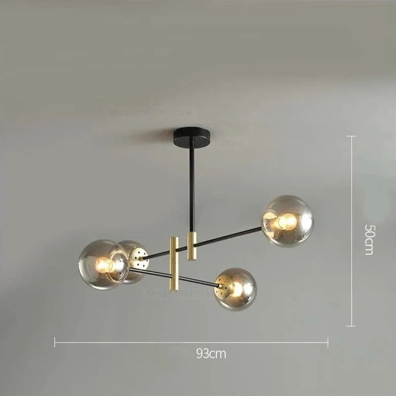 MID-CENTURY GLASS BALLS CHANDELIER