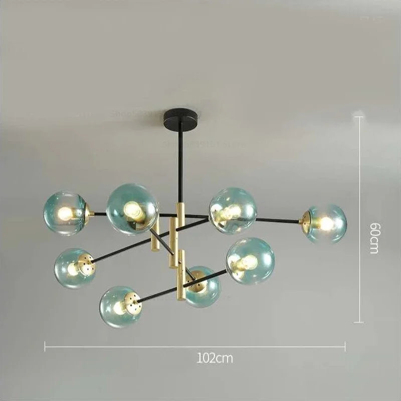 MID-CENTURY GLASS BALLS CHANDELIER