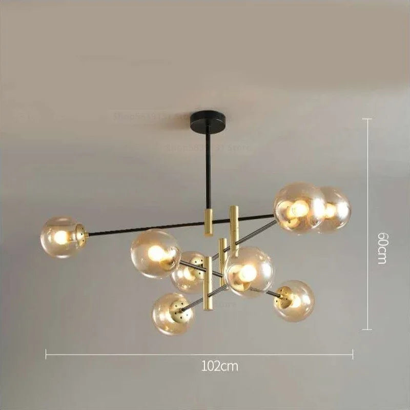MID-CENTURY GLASS BALLS CHANDELIER