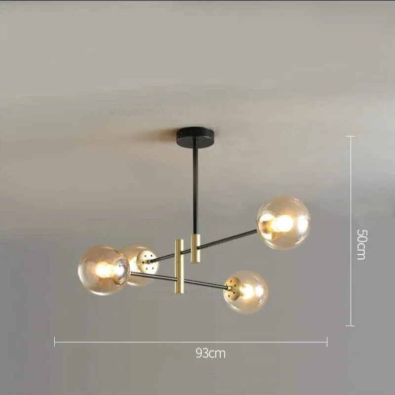 MID-CENTURY GLASS BALLS CHANDELIER