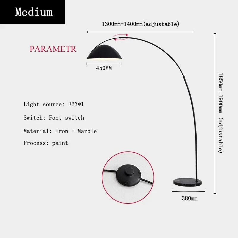 MINIMALIST METAL BLACK ARC FLOOR LAMP