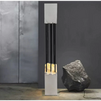 MINIMALIST STONE & STAINLESS STEEL FLOOR LAMP | COLONNA DI PIETRA