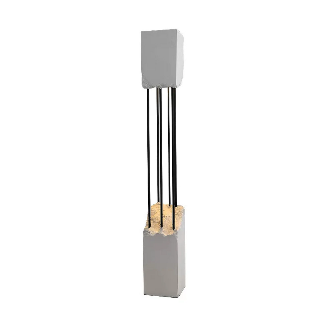 MINIMALIST STONE & STAINLESS STEEL FLOOR LAMP | COLONNA DI PIETRA