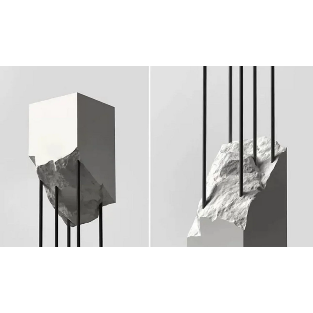 MINIMALIST STONE & STAINLESS STEEL FLOOR LAMP | COLONNA DI PIETRA