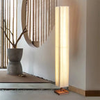 MINIMALIST WHITE FABRIC WOODEN BASE FLOOR LAMP