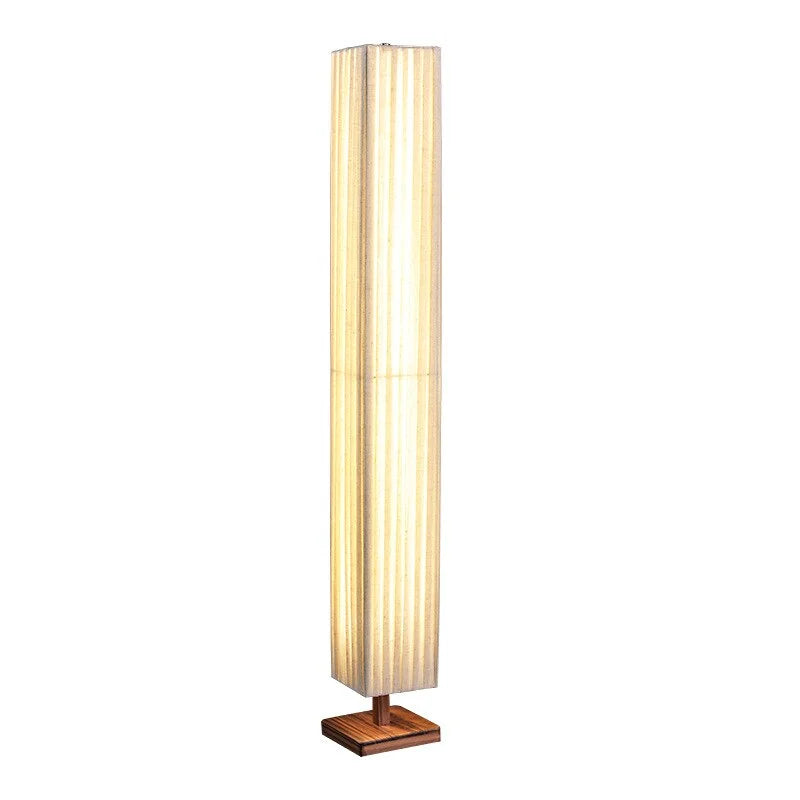 MINIMALIST WHITE FABRIC WOODEN BASE FLOOR LAMP
