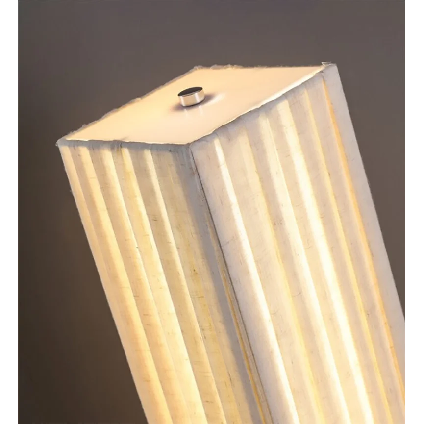 MINIMALIST WHITE FABRIC WOODEN BASE FLOOR LAMP