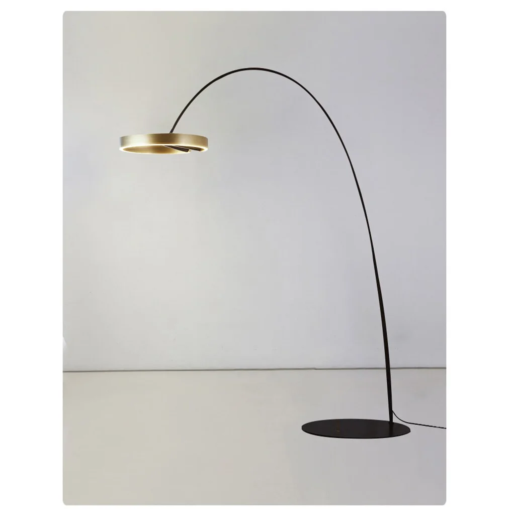 MODERN ARC FLOOR LAMP WITH LED GOLDEN RING