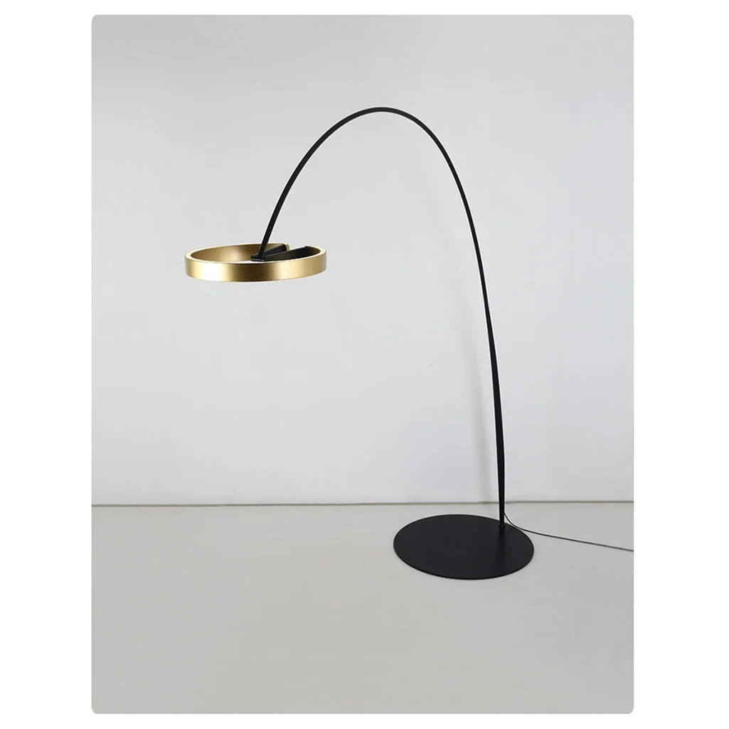 MODERN ARC FLOOR LAMP WITH LED GOLDEN RING