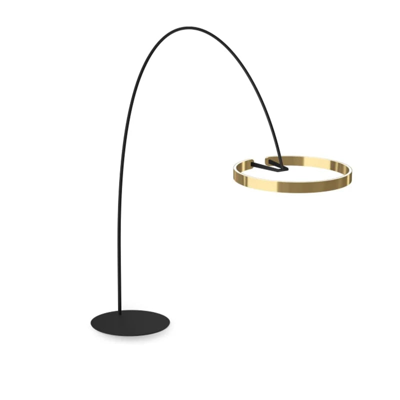 MODERN ARC FLOOR LAMP WITH LED GOLDEN RING