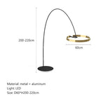 MODERN ARC FLOOR LAMP WITH LED GOLDEN RING