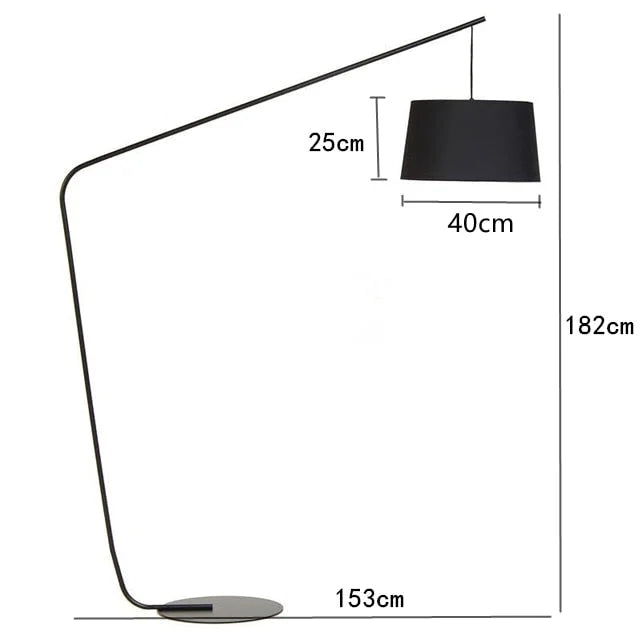 MODERN BLACK FLOOR LAMP WITH FABRIC SHADE