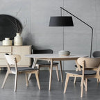 MODERN BLACK FLOOR LAMP WITH FABRIC SHADE