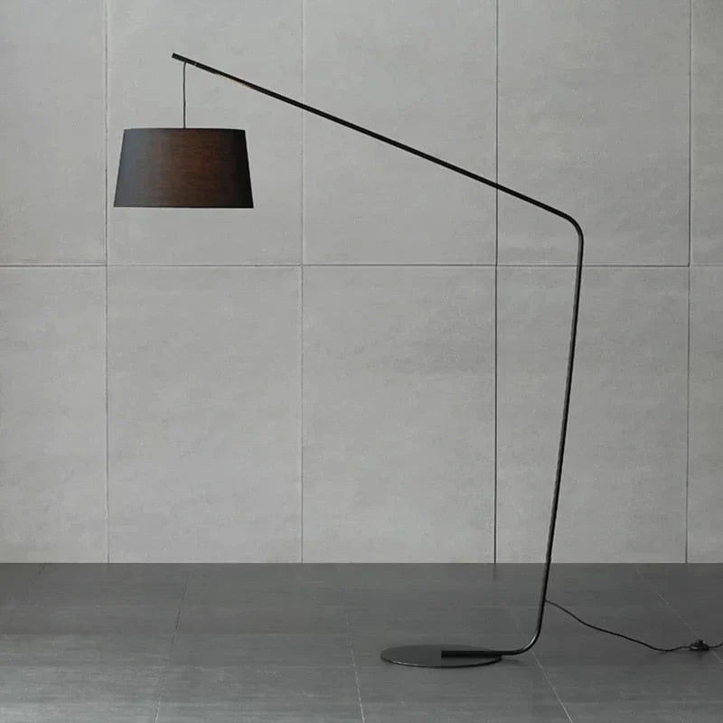 MODERN BLACK FLOOR LAMP WITH FABRIC SHADE