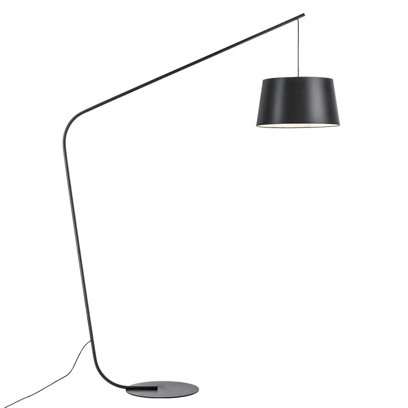 MODERN BLACK FLOOR LAMP WITH FABRIC SHADE