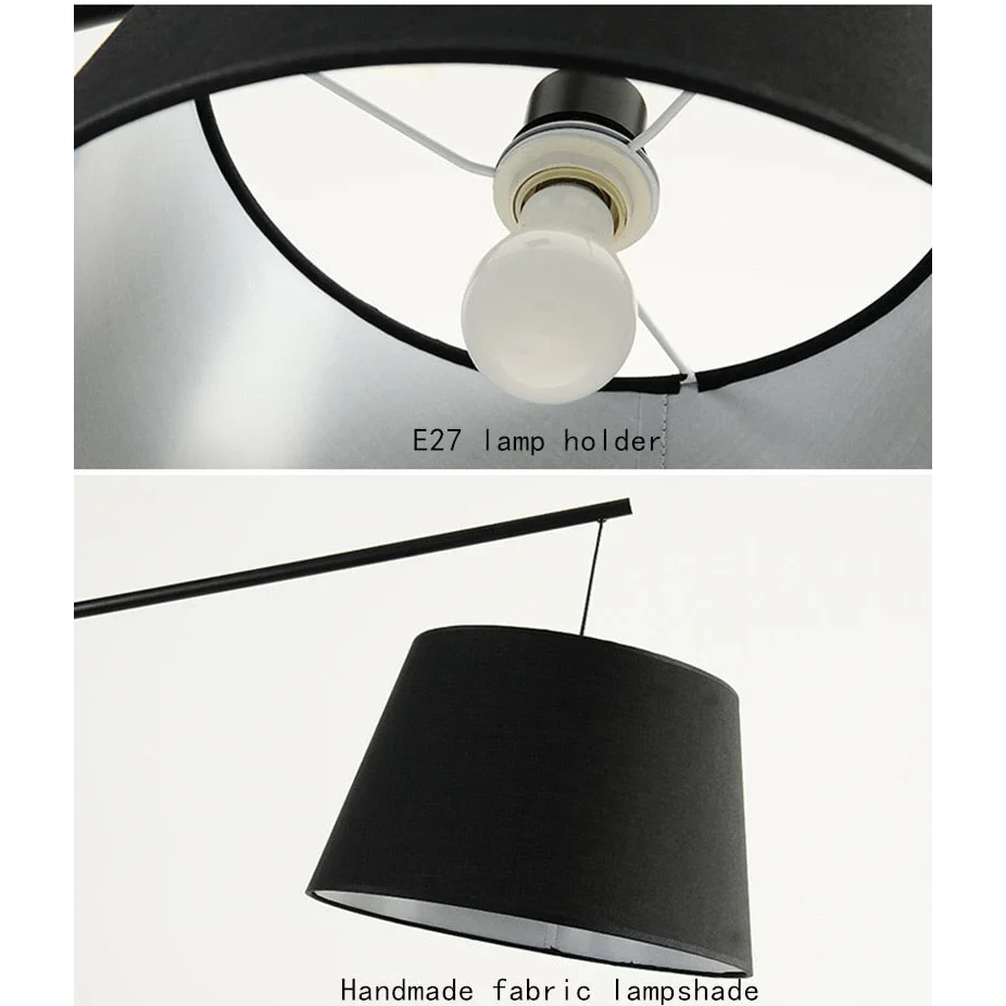 MODERN BLACK FLOOR LAMP WITH FABRIC SHADE