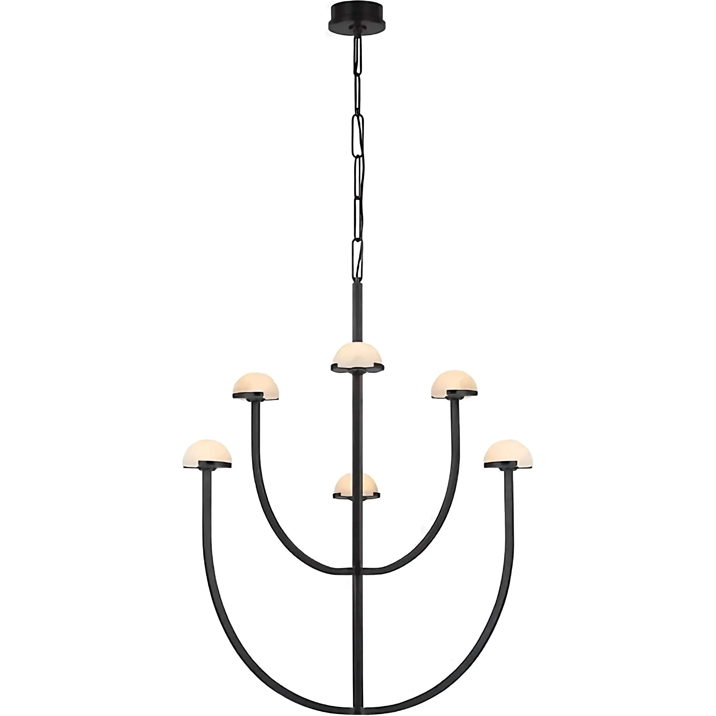 MODERN BLACK TIERED COPPER AND MARBLE CHANDELIER | CL0245Q