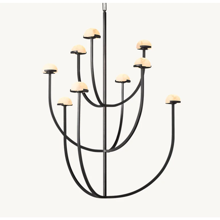MODERN BLACK TIERED COPPER AND MARBLE CHANDELIER | CL0245Q
