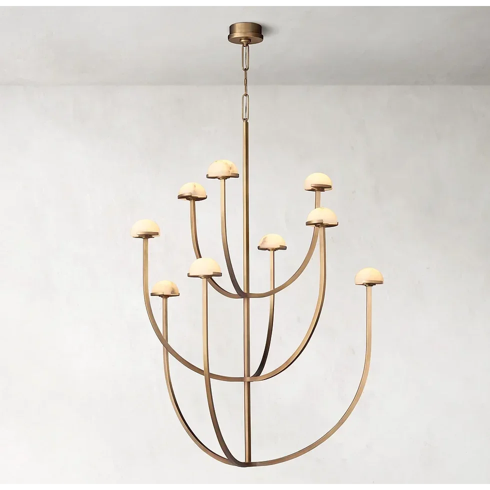 MODERN BLACK TIERED COPPER AND MARBLE CHANDELIER | CL0245Q
