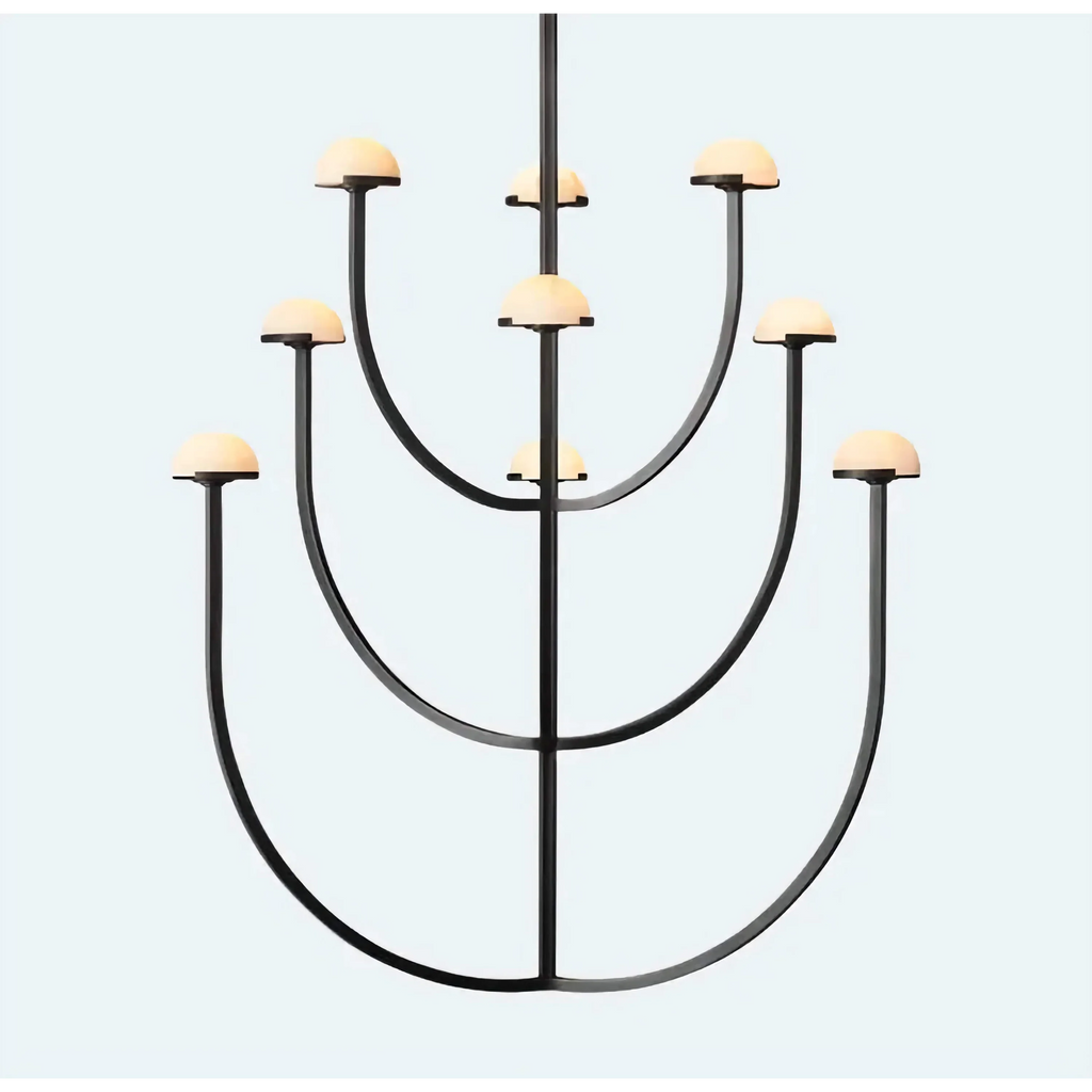 MODERN BLACK TIERED COPPER AND MARBLE CHANDELIER | CL0245Q