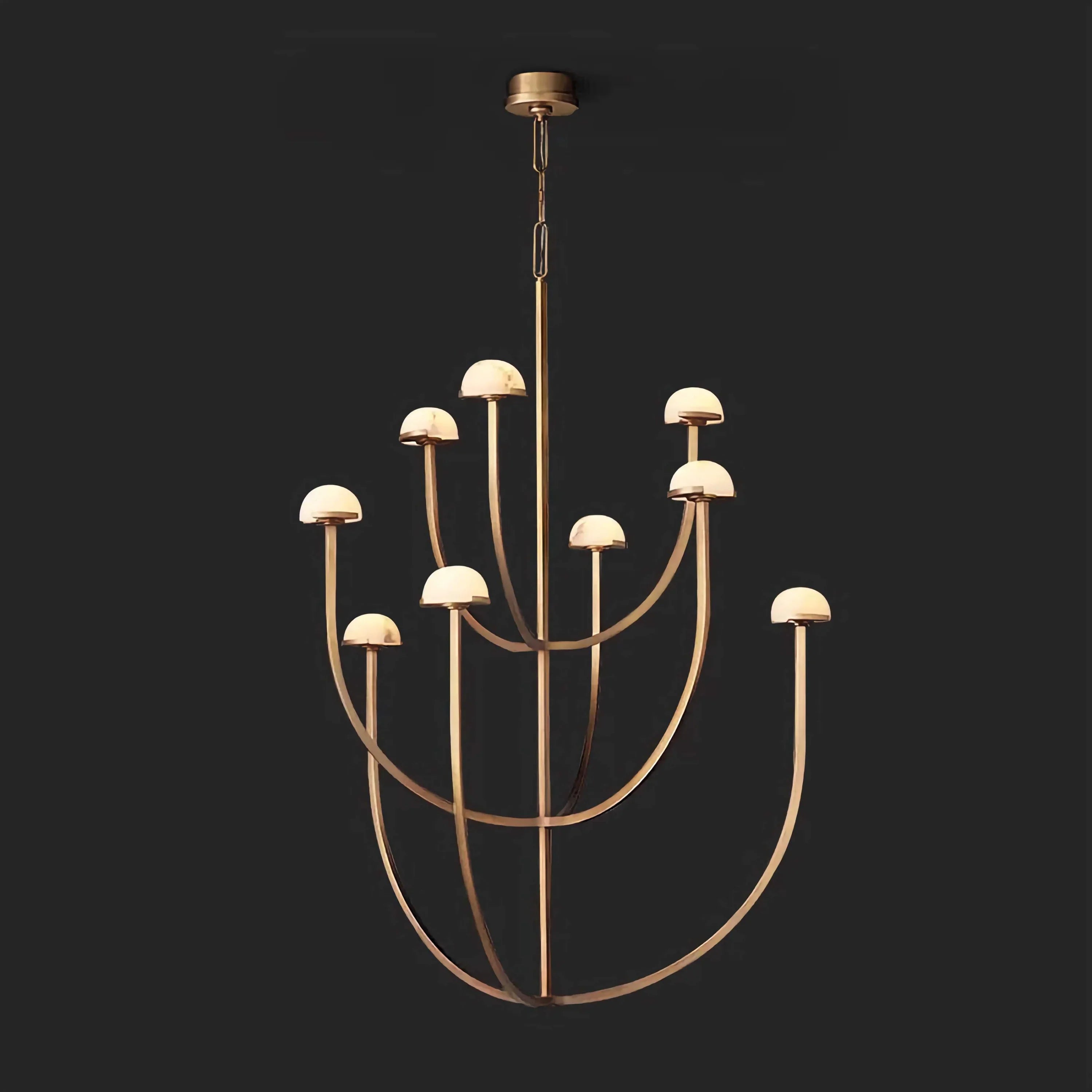 MODERN BLACK TIERED COPPER AND MARBLE CHANDELIER | CL0245Q