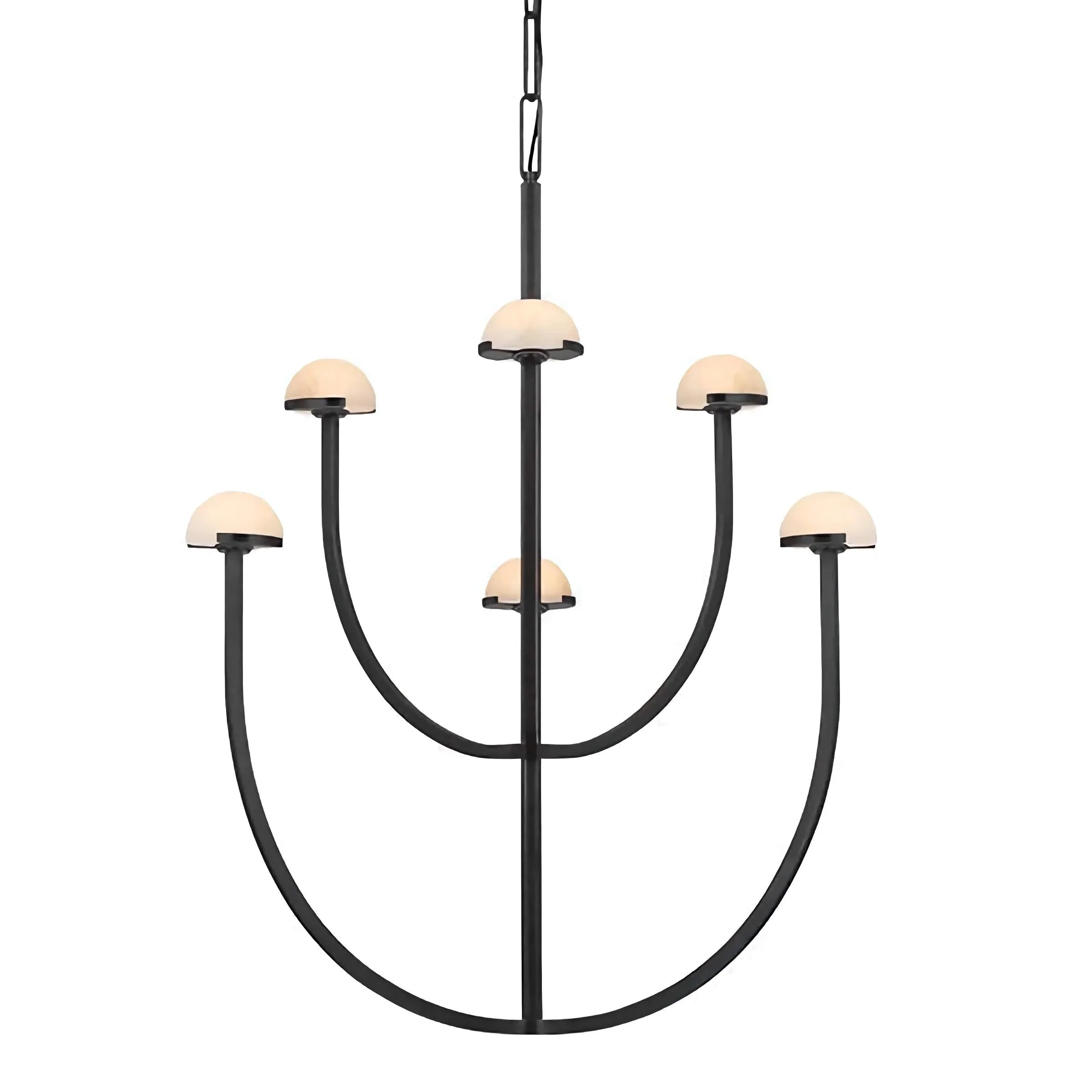 MODERN BLACK TIERED COPPER AND MARBLE CHANDELIER | CL0245Q