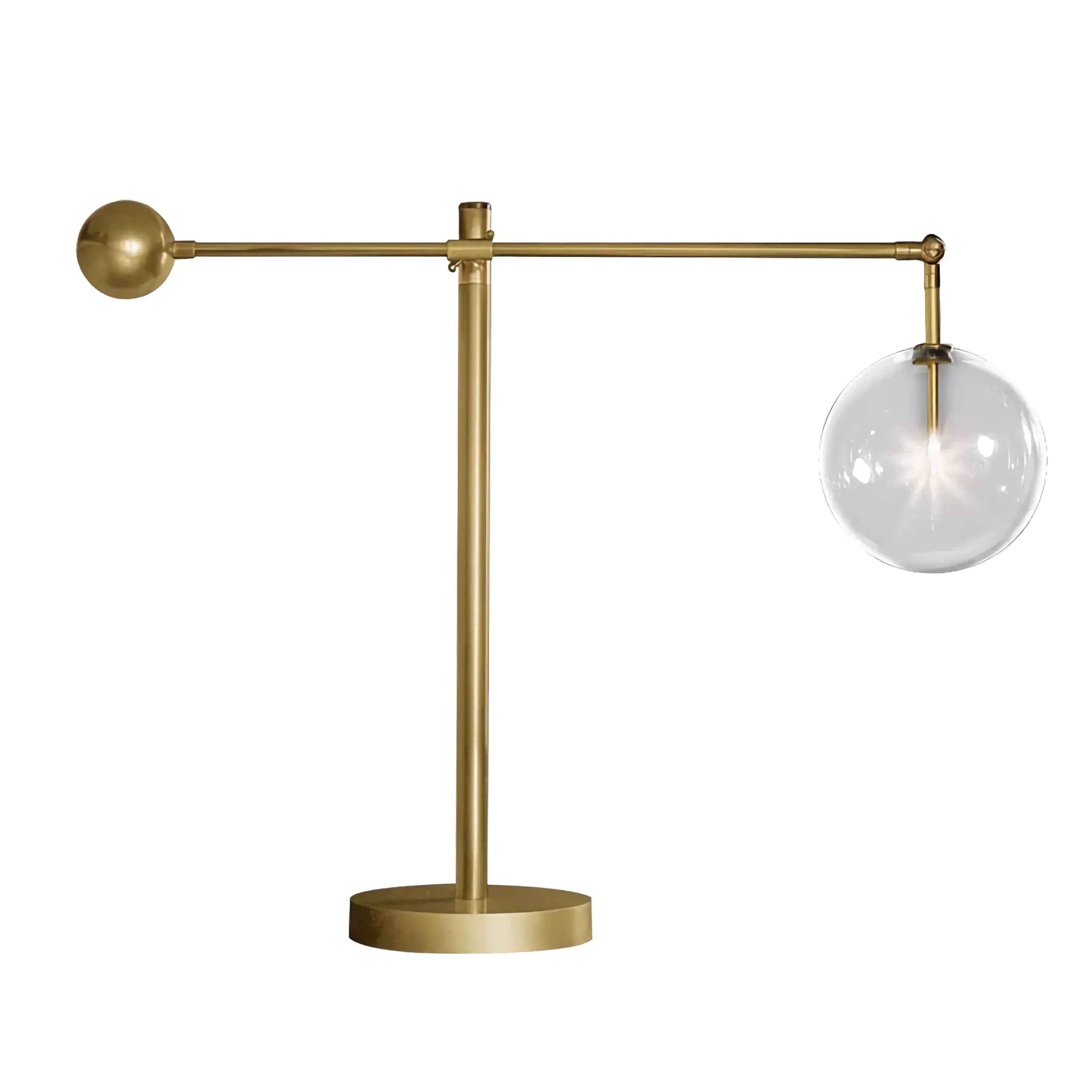MODERN BRASS AND GLASS GLOBE TABLE LAMP | CLCBAL093