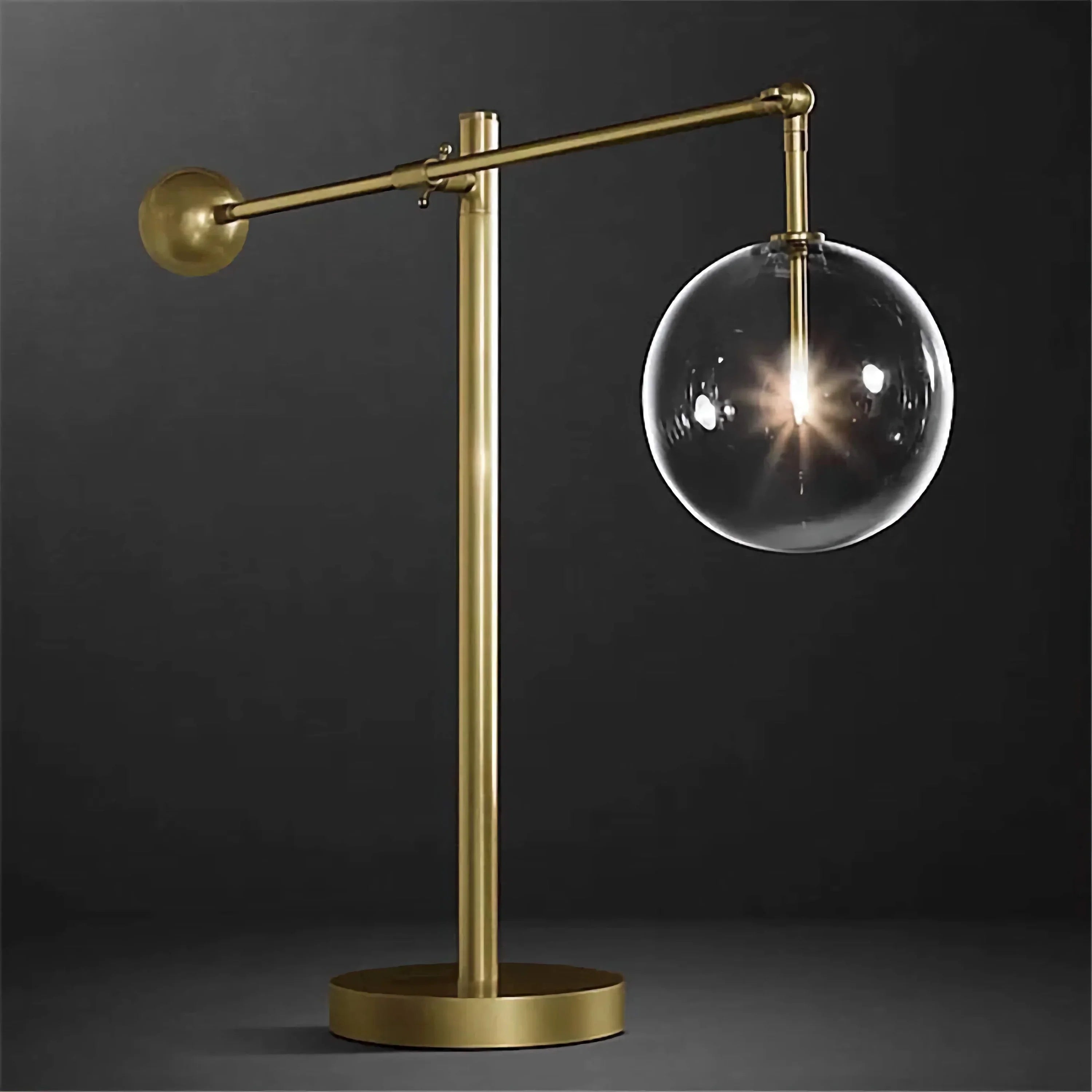 MODERN BRASS AND GLASS GLOBE TABLE LAMP | CLCBAL093