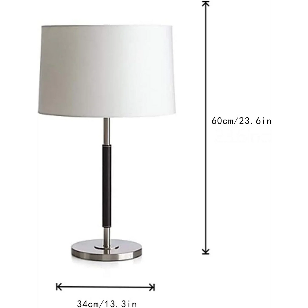 MODERN BRASS AND LEATHER TABLE LAMP
