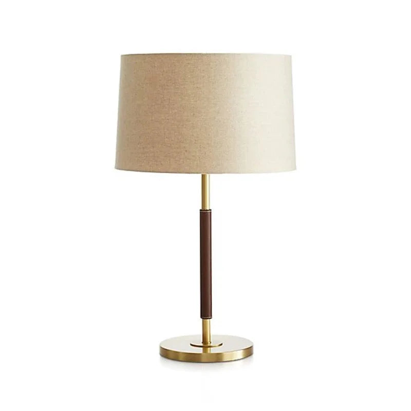 MODERN BRASS AND LEATHER TABLE LAMP