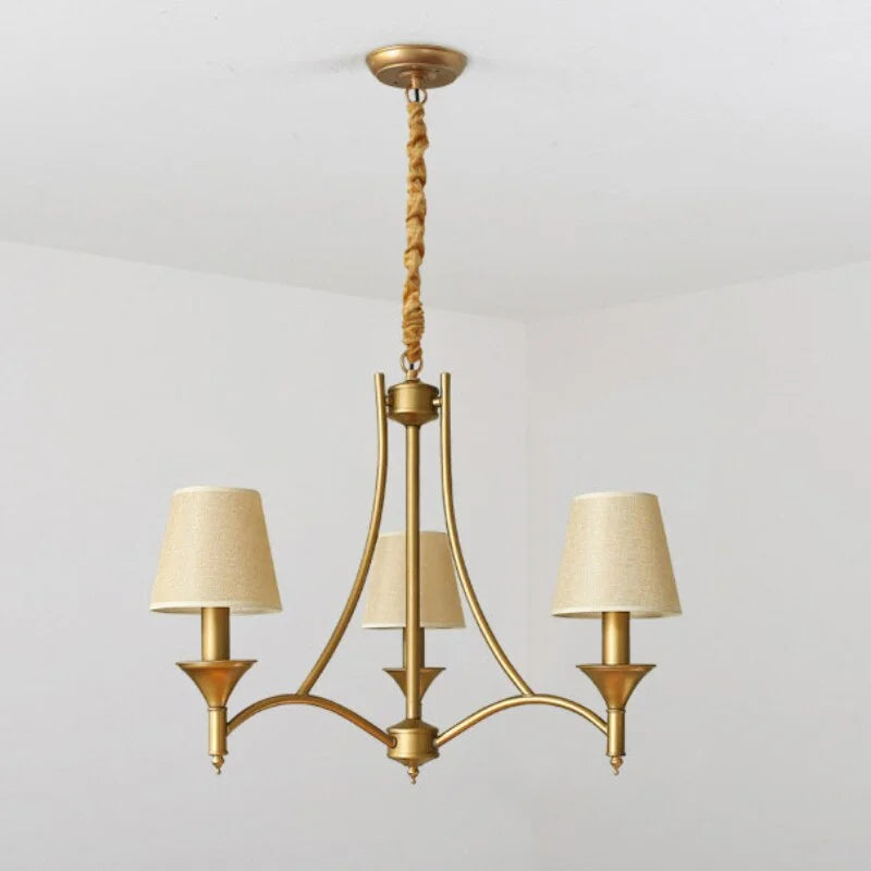 MODERN CHANDELIER WITH FABRIC WHITE LAMPSHADE