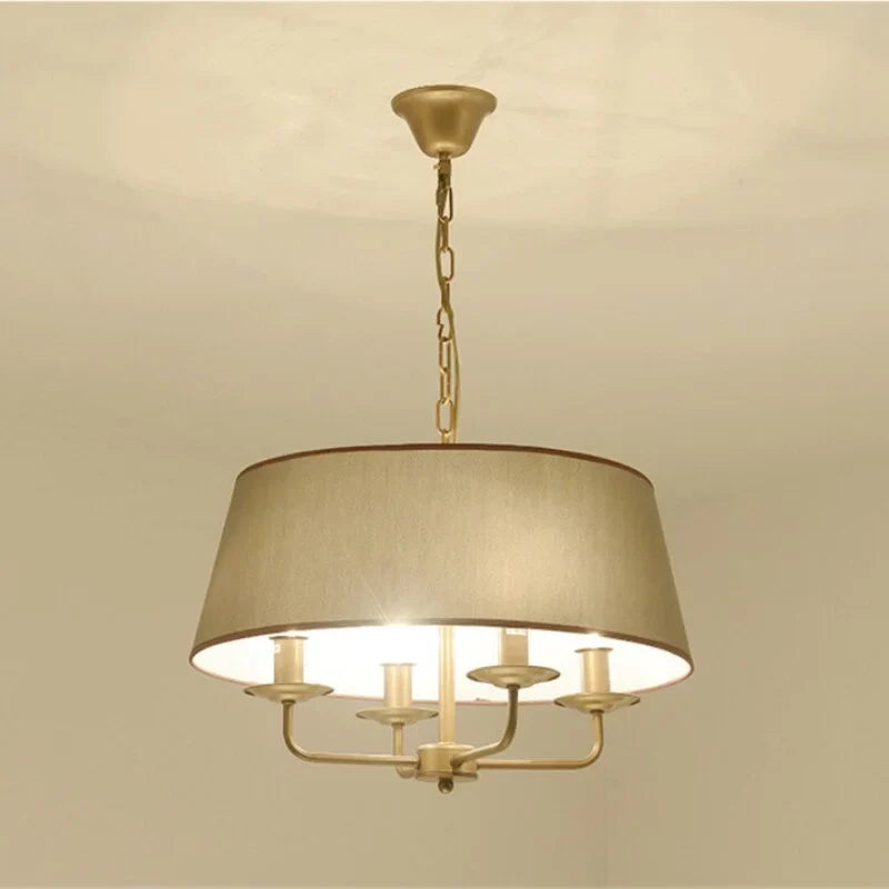 MODERN CHANDELIER WITH FABRIC WHITE LAMPSHADE