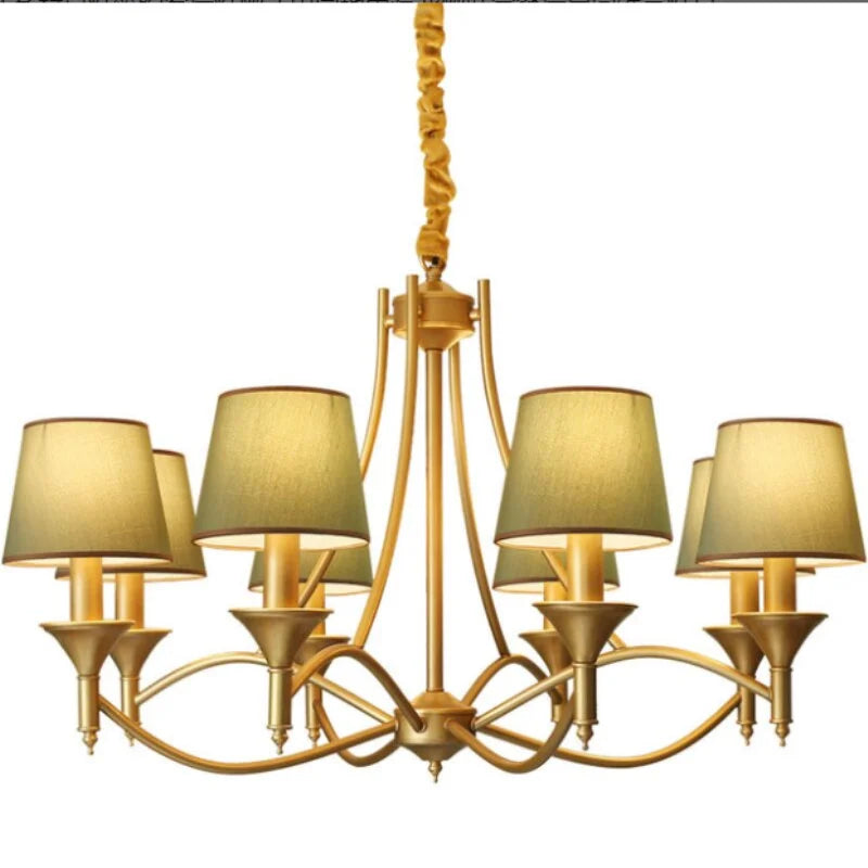 MODERN CHANDELIER WITH FABRIC WHITE LAMPSHADE