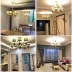 MODERN CHANDELIER WITH FABRIC WHITE LAMPSHADE